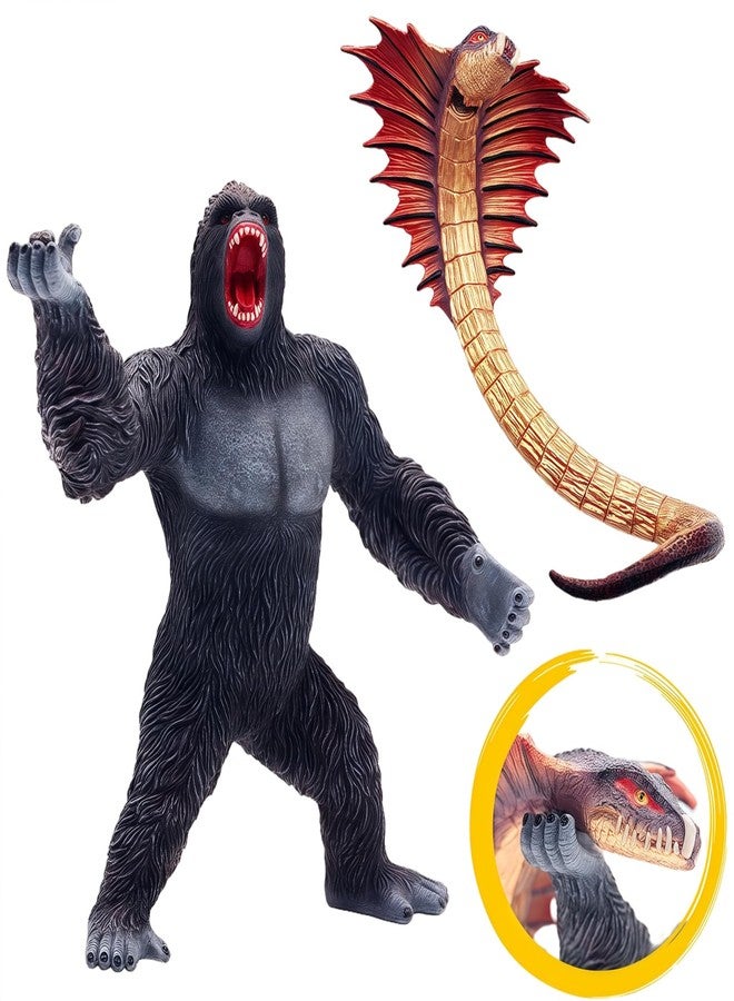 Higherbros Realistic Plastic Gorilla with Snake Model Toy - Jungle Animal Figurine for Collectors, Kids, and Home Decor - Image 4